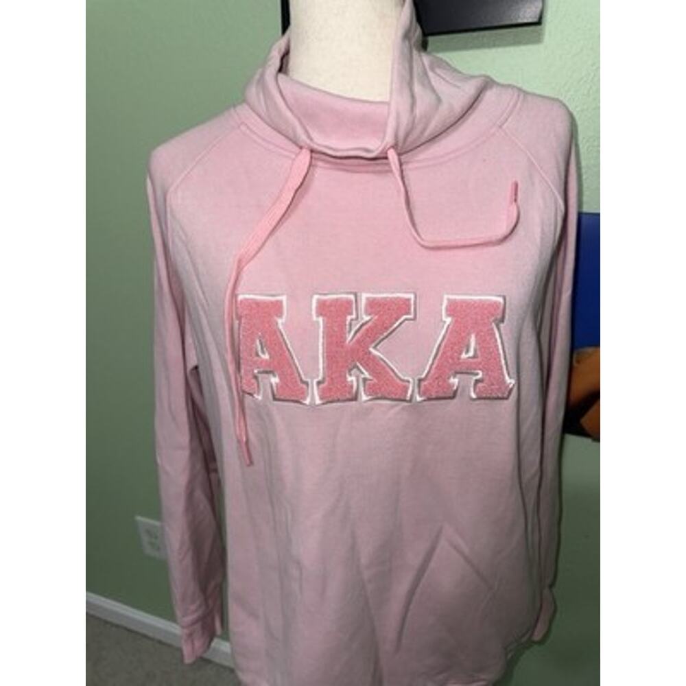 Ivy Storehouse AKA Alpha Kappa Alpha Pink Funnel Neck Cowl Sweatshirt Size Large - Picture 2 of 5